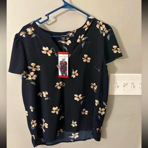 Floral Black Top